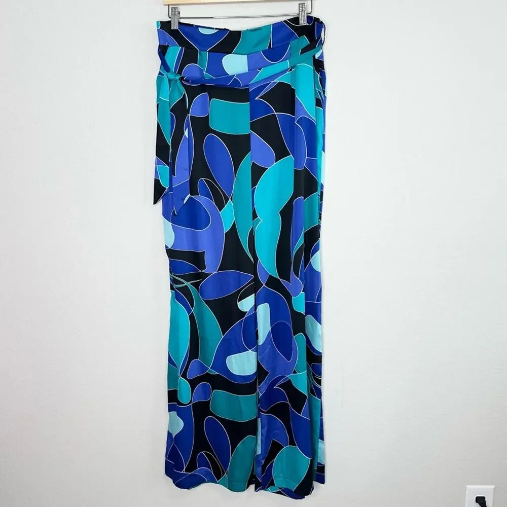 NWT Joseph Ribkoff Abstract Print Blue Pants Size 14 - Picture 4 of 5